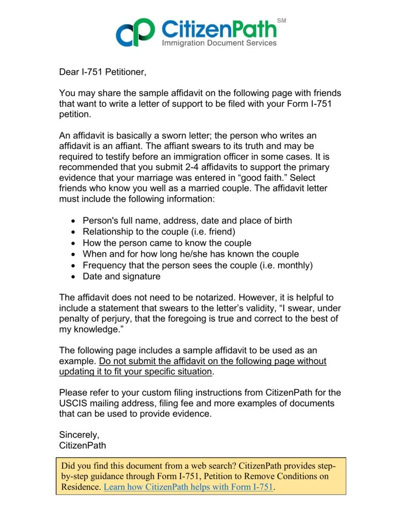 1 751 Affidavit Sample