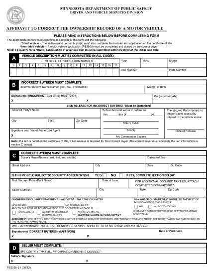 80 Affidavit Of Correction Car Title Illinois Page 6 Free To Edit 