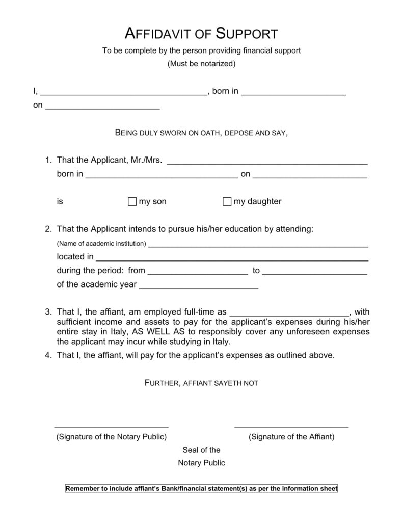 9 Affidavit Of Financial Support Examples PDF Examples
