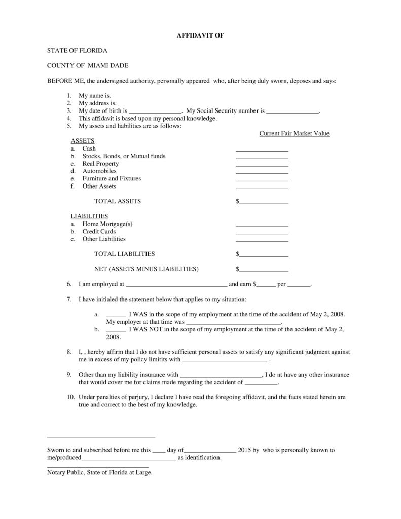 A Financial Affidavit Is Necessary Before Accepting A Settlement SteinLaw