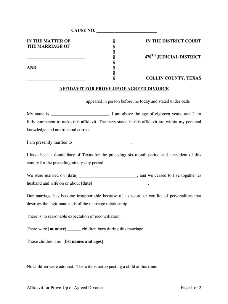 Affidavit For Divorce Fill Online Printable Fillable Blank PdfFiller