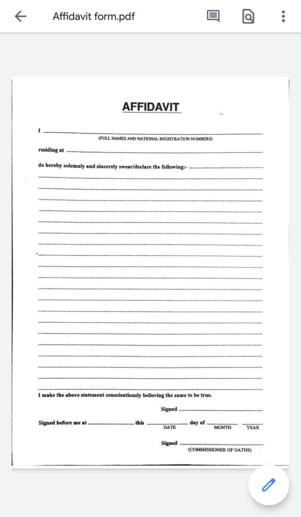 Affidavit Form Pdf Zimbabwe Facebook Below You Will Find Different 