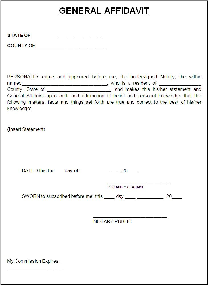 Affidavit Form Template Free Word s Templates