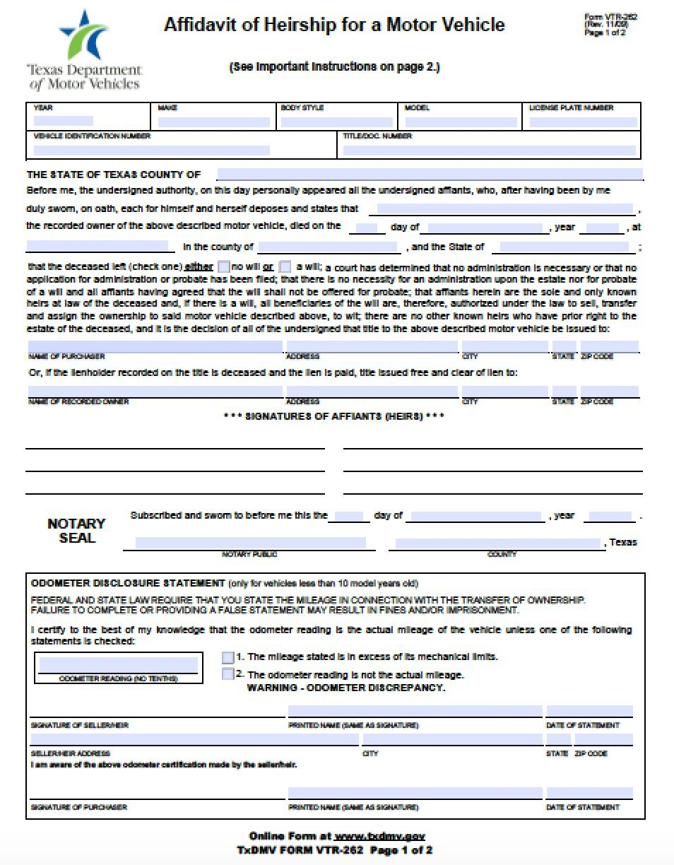 Affidavit Of Heirship Form Harris County Texas Universal Network