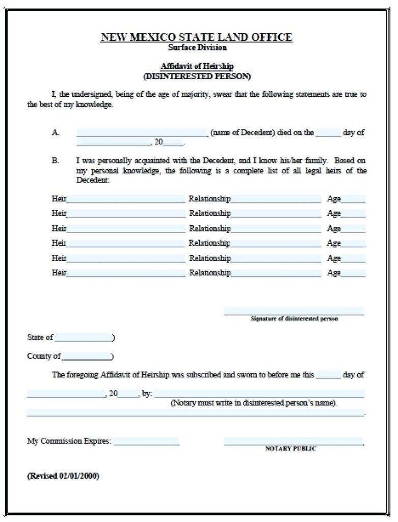 Affidavit Of Heirship Texas Form Free Universal Network
