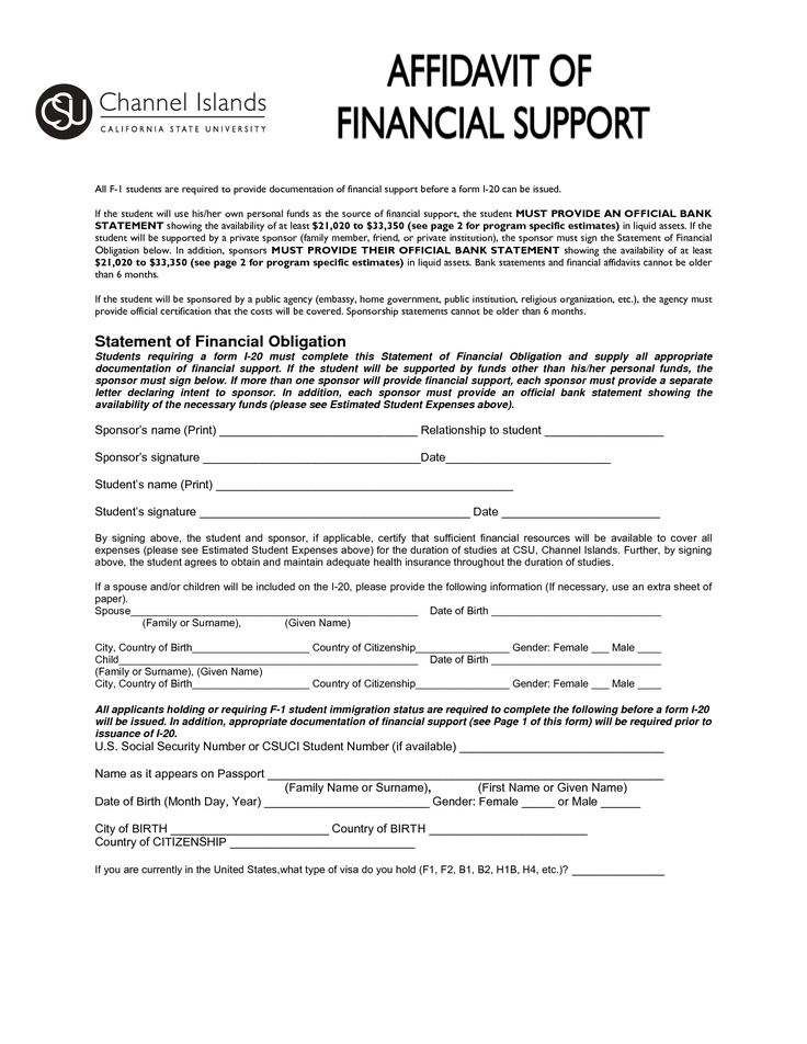 Affidavit Of Support Sample Free Printable Documents Support Letter 