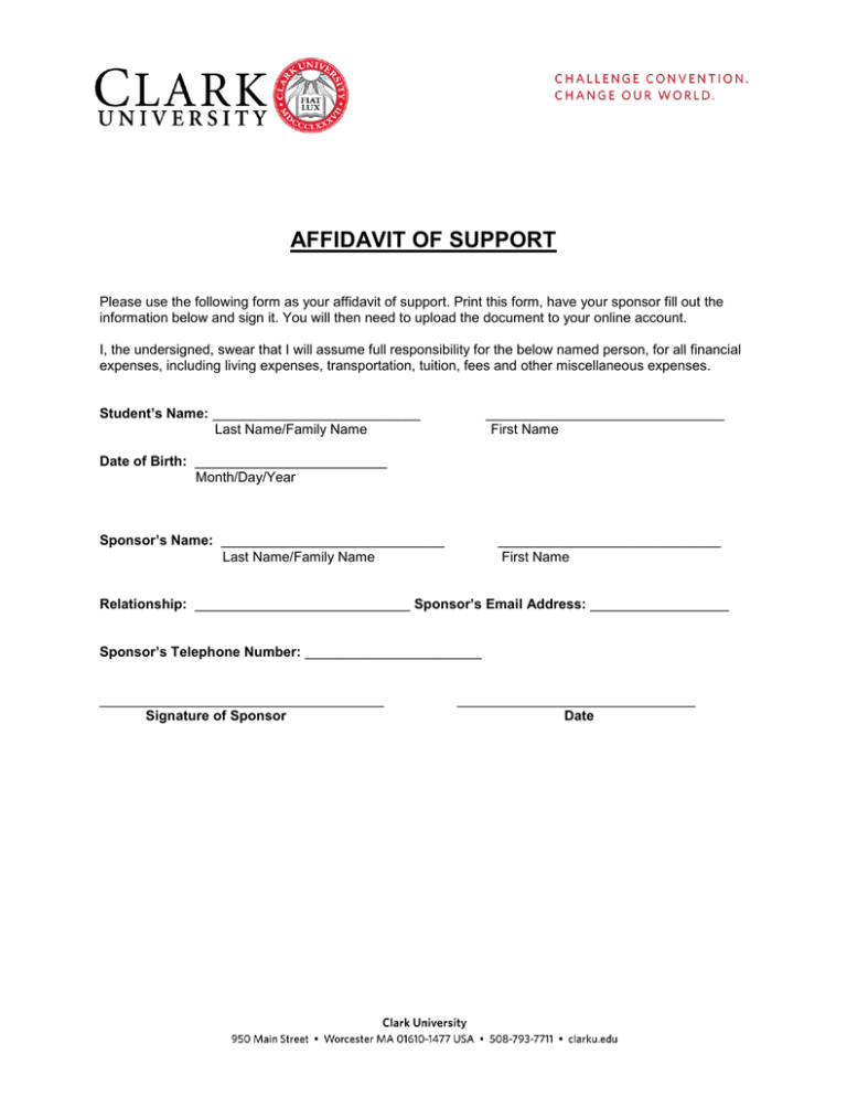 AFFIDAVIT OF SUPPORT