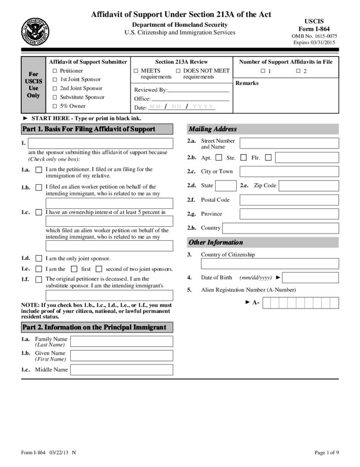 Affidavit Support Sample Form Free Download