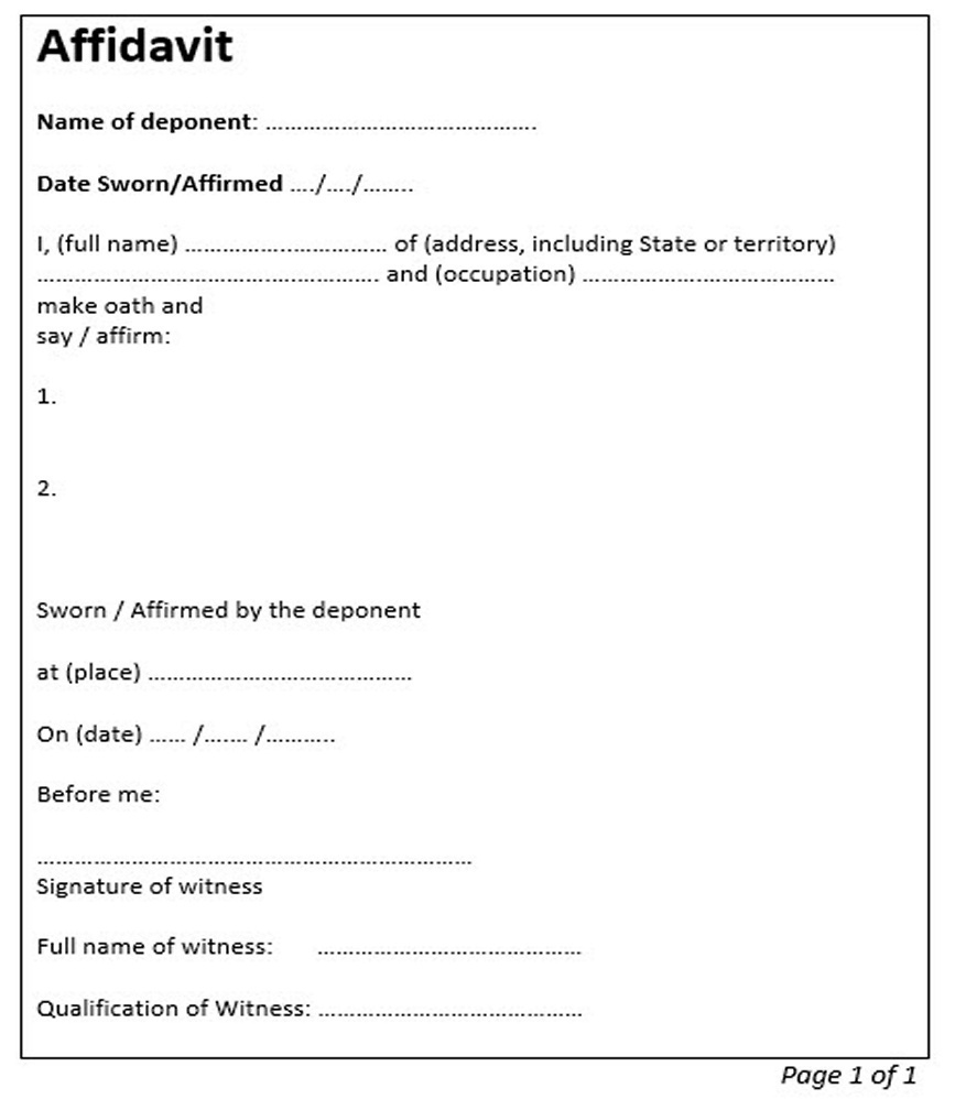 Affidavit Templates In Word Format
