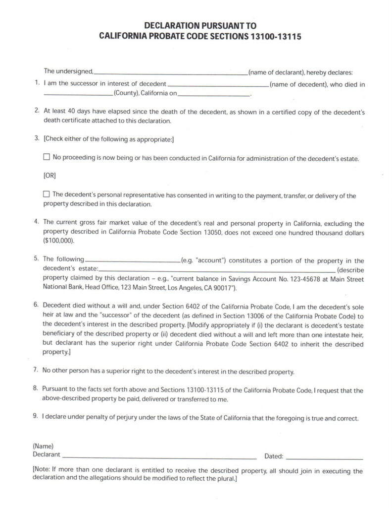 Estate Planning In California Small Estate Affidavit