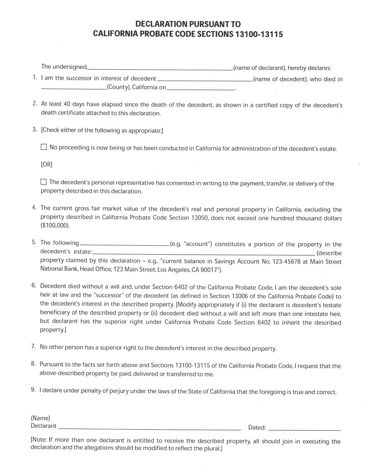 Estate Planning In California Small Estate Affidavit