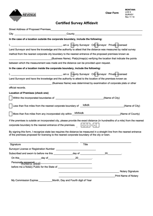 Fillable Certified Survey Affidavit Form Printable Pdf Download