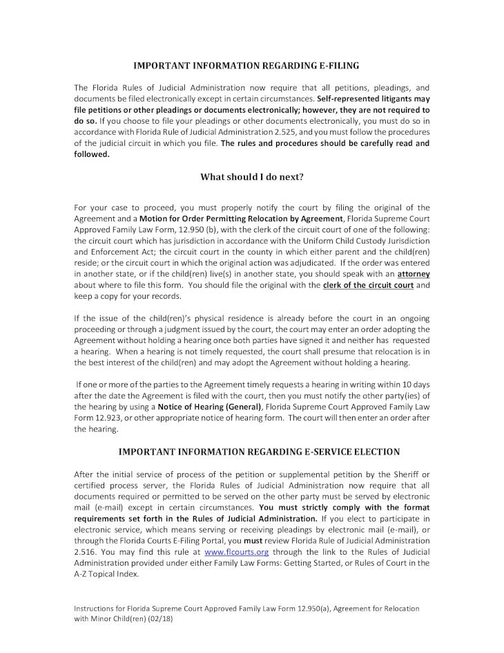 Florida Supreme Court Approved Family Law Form 12 950 d A Completed