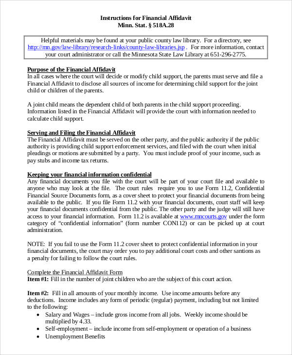 FREE 10 Affidavit Of Support Samples And Templates In PDF MS Word
