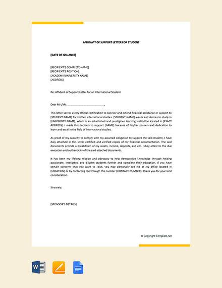 FREE 12 Sample Affidavit Of Support Letter Templates In PDF MS Word 