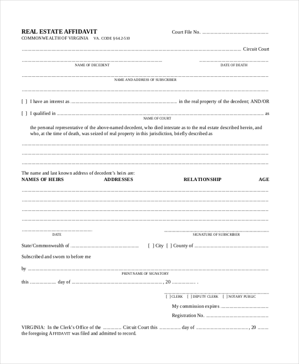 FREE 13 Sample Free Affidavit Forms In PDF MS Word Excel