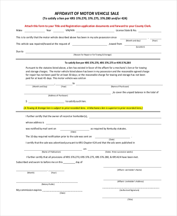 FREE 15 Sample Affidavit Forms In PDF Word Excel