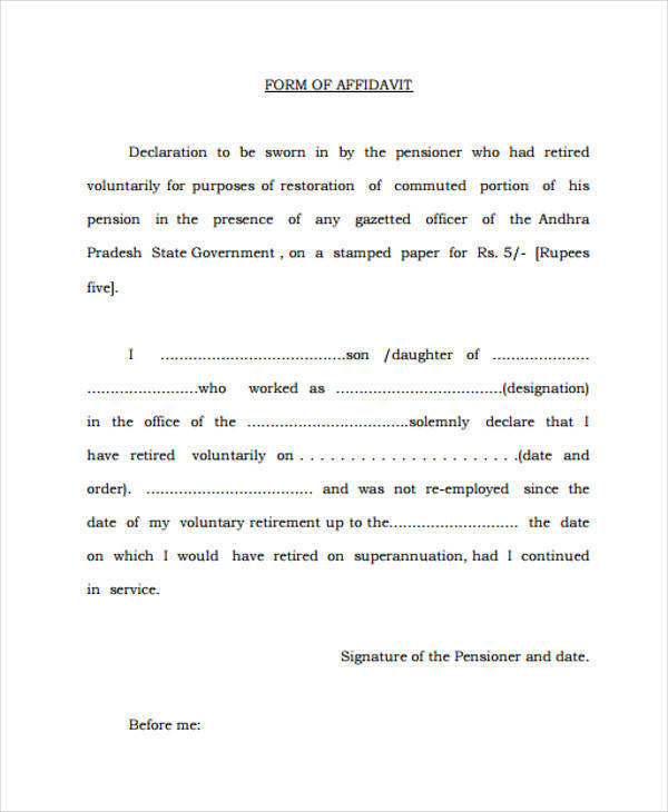 FREE 19 General Affidavit Samples And Templates In PDF