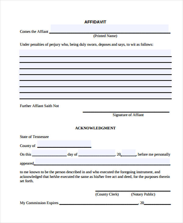 FREE 38 General Affidavit Forms In PDF