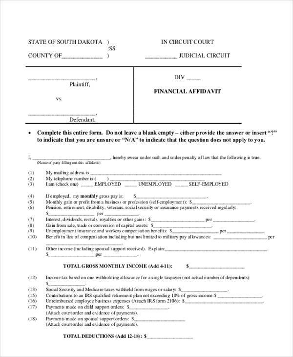 FREE 50 Affidavit Forms In PDF MS Word Excel