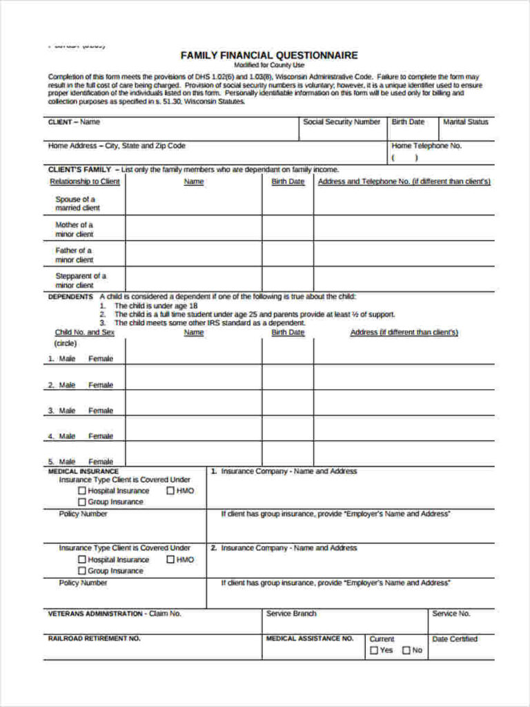 FREE 7 Financial Questionnaire Forms In PDF Ms Word