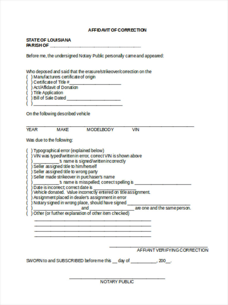 FREE 8 Correction Affidavit Forms In MS Word PDF