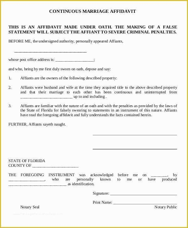 Free Florida Affidavit Template Of 33 Free Affidavit Forms