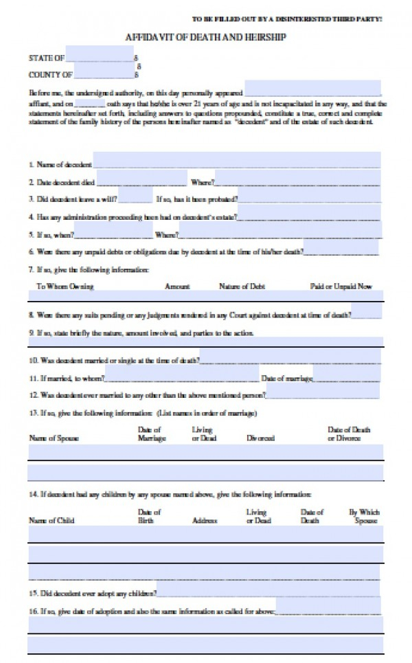 Free Utah Small Estate Affidavit Form PDF Word