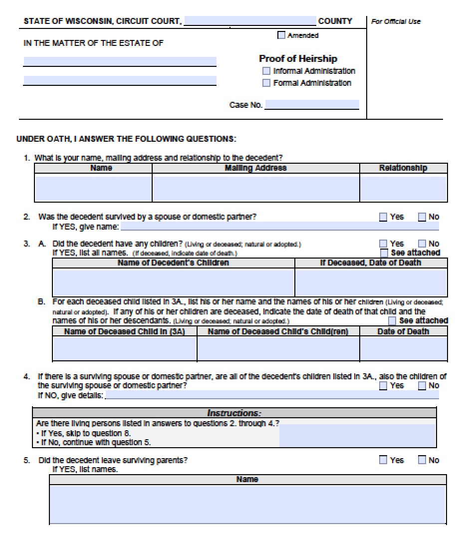 Wisconsin Small Estate Affidavit Form Pr 1831 2022