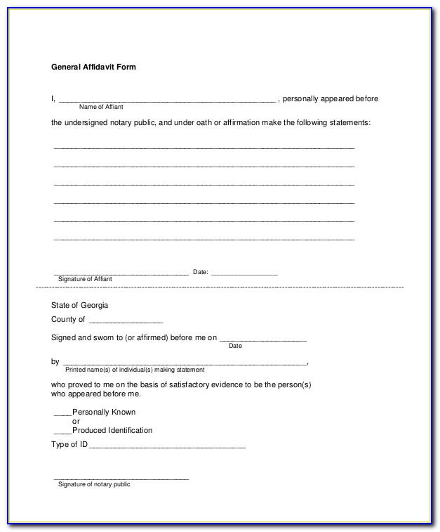 General Affidavit Form California Free