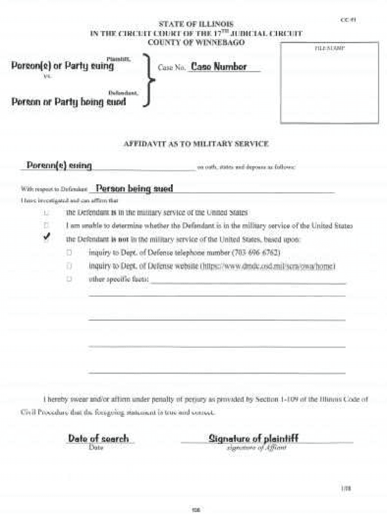 Illinois Affidavit Of Military Service Form Online SellMyForms