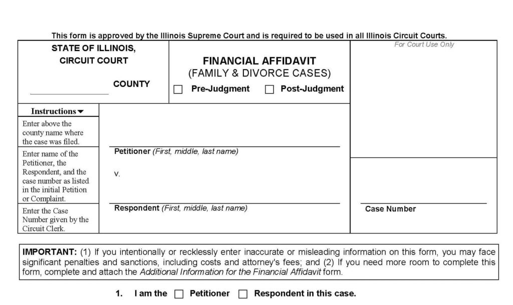 Illinois Law Requires You To File A Financial Affidavit In Divorce And 