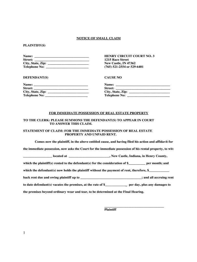 Immediate Possession Fill Online Printable Fillable Blank PdfFiller