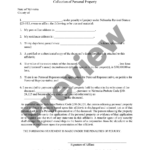 Nebraska Small Estate Affidavit For Personal Property Of Estates Not