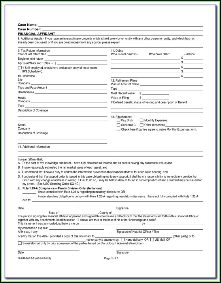 Nh Divorce Forms Financial Affidavit Form Resume Examples RE34ZLn16x