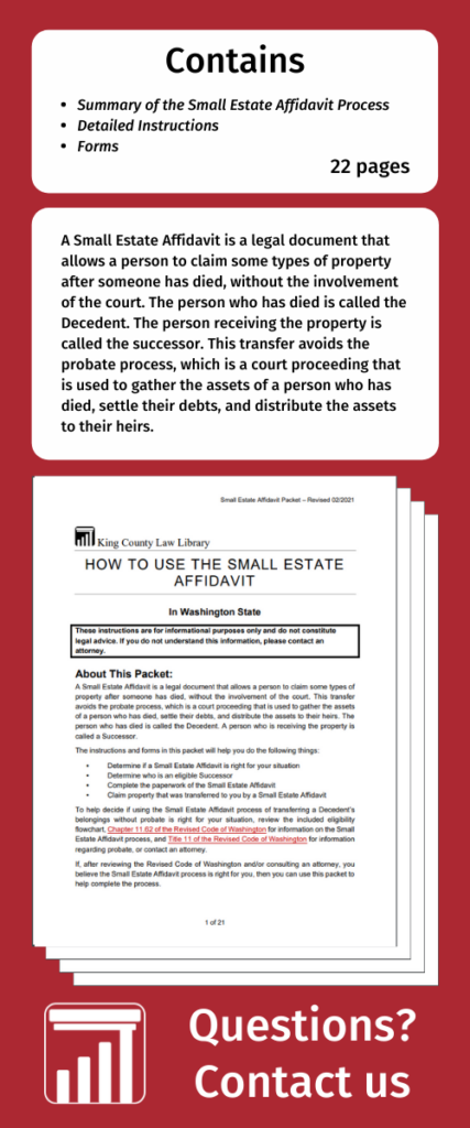 Packet Probate Small Estate Affidavit King County Law Library