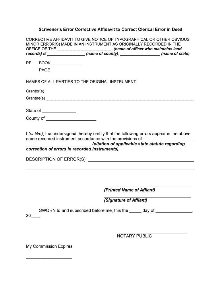 Scrivener Affidavit Fill Online Printable Fillable Blank PdfFiller