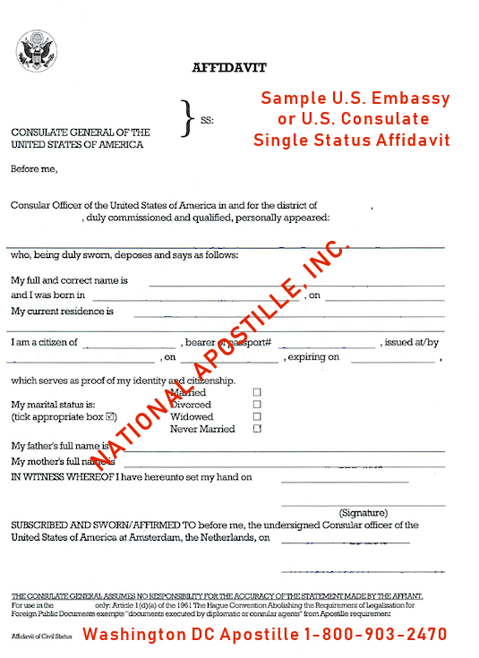 Single Status Affidavit Apostille LosAngelesApostille