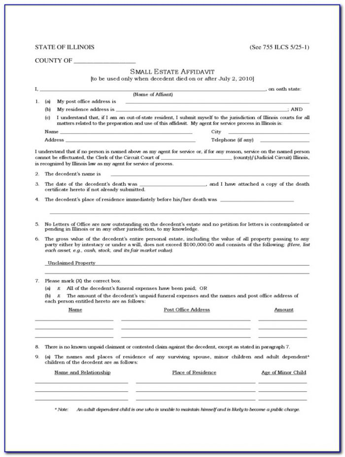 Small Estate Affidavit Form Michigan Form Resume Examples R35xqeeO1n