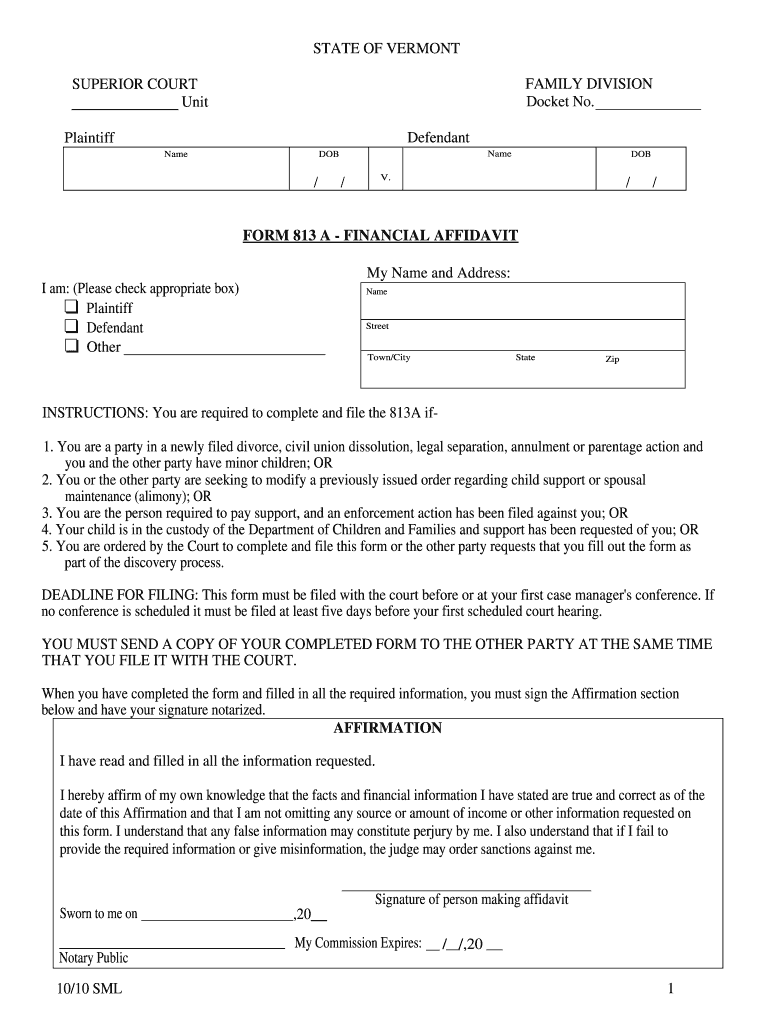 Vermont 813a Fill Online Printable Fillable Blank PdfFiller